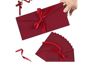 BENIFILE 10 Pack Red Envelopes Money Wallets for Cash Gifts Birthday with Ribbon, Kraft Paper Fancy Card Gift Voucher Envelopes for Presents, 22x10.9CM Invitation for Festival Party Greeting