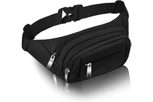 SUPHOSMT Bauchtasche Damen Große Kapazität Gürteltasche Herren 4 Reißverschluss Taschen wasserdichte Hüfttasche Schwarz für 7,9 ''Mini iPad & iPhone - mehrfächer für Sport Reisen Wandern Radfahren