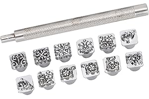 Zinc Alloy Stamp Tool Set with 12 Pieces Assorted Punch Head Tools for Printing Wood, Leather, Metal