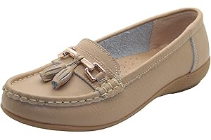 JO & JOE Women Leather Flat Loafer Ladies Casual Comfy Slider Low Wedge Heel Work Shoes