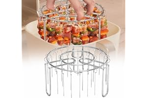Carroterr 25pcs Air Fryer Grill, Air Fryer Standing Barbecue Rack for More Even Heating, Stainless Steel Kebab Rack Barbecue Rack with Round Hanging, for Meat skewers, Chicken Legs, Wings, Thighs