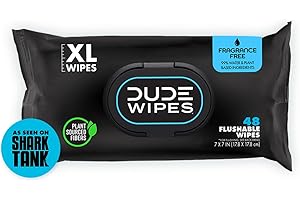 Dude Wipes Flushable Wipes, Unscented & Naturally Soothing, Dispenser Pack (48ct) by Dude Products