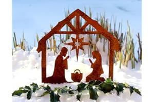 ‎LB H&F LB H&F Lilienburg Gartenstecker Krippe Gartenstecker Weihnachtskrippe Winterdeko Weihnachtsdeko edelrost deko Weihnachten Dekoration Weihnachtsdeko Metall (Krippe)
