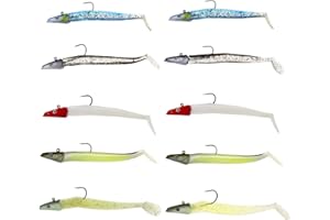 BIYM 10Pcs Leurres de Pêche Appâts Souples avec Boîte de Rangement Naufrage de Natation en Plastique 10cm