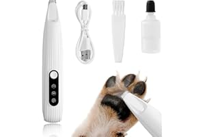 NathrBTV Cortadora de Pelo para Mascotas Afeitadora de Pelo para Perros Eléctrico Cortadora de Pies Recortadora de Pelo de Pata de Perro con luz LED para Mascotas Patas de Ojos (Todo blanco)