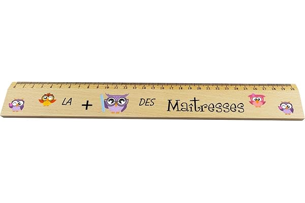 Règle en Bois - Cadeau Maîtresse d'école (La plus chouette des Maîtresses)