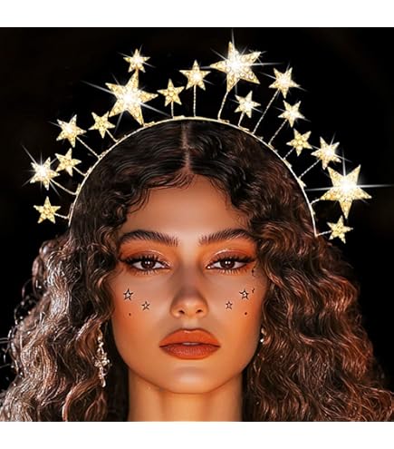 ACEDRE Stern-Strass-Stirnband Silber – Verstellbar, Mit Kristallen | Für Partys, Hochzeiten & Besondere Anlässe