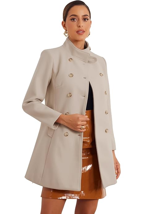 Cappotto Donna CURLBIUTY Doppiopetto - Colletto A Rever, Cintura Rimovibile, Tessuto Morbido - Foto 4