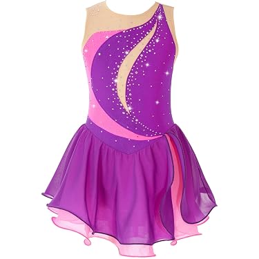 Set Ginnastica Bambina 3 Pezzi Con Strass E Gonna Rimovibile - Body Scollo A U Senza Maniche - Per Balletto E Esibizioni