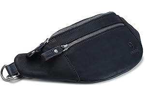 DONBOLSO Marsupio da Cintura Seattle | Borsello Uomo da Cintura in Pelle Fatta a Mano con Guarda Vintage | Borsa Cintura Grande per Uomo e Donna | Vintage Nero