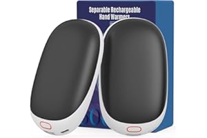 Jonwall Calentador de Manos Recargable, 5000mAh*2 Calentadores de Manos Reutilizable Calentador de Bolsillo Eléctrico Portátil Funciona con Pilas USB, Gran Regalo para Mujeres Hombres