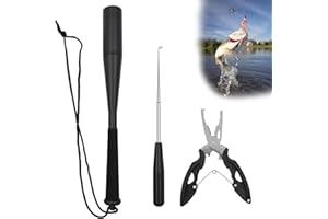 DHINCHANSAIB 3 Sets Fishing Fischtöter 24.5cm Aluminium Fisch Totschläger Fischbetäuber Mit Angelzange Fishing Hakenlöser Fisch Betäuber Angelzubehör Für Anfänger Outdoor Karpfen Forellenangeln