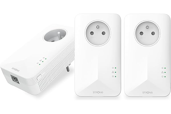 STRONG - Powerline 1000 Kit - Trio Prises CPL - Kit CPL - 1000 Mbps - Compatible Toute Box/Routeur - 1 Port Ethernet + Prise Filtrée - Installation Rapide - Accès Internet Haut Débit Partout - Blanc
