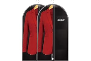 Maishijie Pokrowiec na garnitur, 150 * 60 cm torba na ubrania z tkaniny Oxford z kieszenią na buty, zapięcie na zamek błyskawiczny, oddychająca, (Czarny (100 cm - 2 szt.))