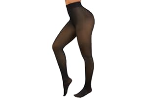 Tialfas Collant Polaire Femme, Collants Leggs Chauds Pour Thermiques Femmes Hiver Extensible Effet Transparent épais Haute Fleece Tights, Leggings Chaleureux Extérieur