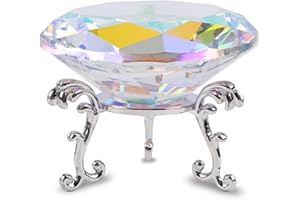 FBBULES 80mm Kristall Diamant Briefbeschwerer Glas mit Ständer, Kristall Diamant Deko Diamantene Hochzeit Geschenk Glasdiamant für Halloween Weihnachten Erntedankfest Tafelaufsätze