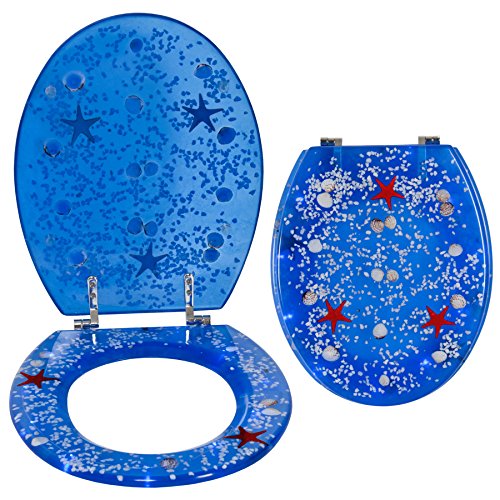 TecTake® LED Toilettendeckel Toilettensitz WC Brille Sitz Klobrille Seestern 10 LED blau - 3