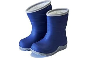 Greentiming Kids Warm Lined Thermal Wellies, Toddler Waterproof Winter Boots Fur Fleece Lined Cozy Wellintong Boots for Boys Girls