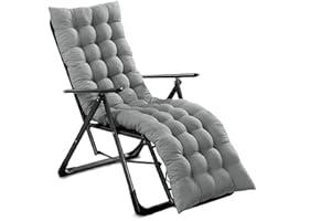 Hoquare Sun Lounger Cushions Bench Chair Cushion Thick Garden Recliner Chair Replacement Anti-Slip Sunbed Cushion for Indoor Outdoor, Grey