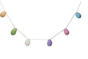DE KULTURE WORKS DeKulture Easter Egg Garland | 48" Wool Felt Spring Decorations for Home, Party, Wedding