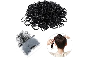 DAZISEN 1000 Stück Haargummis Klein - Mini Elastische Haargummis Haar Gummibänder, Schwarz Gummi Haargummi Haarbänder Passend für Mädchen, Kinder, Haar Zöpfen Hochzeitsfrisur, Kleine Dreadlocks