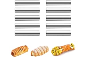 GMMH Trubotchki - Stampo per anelli iridescenti, in acciaio inox, per pasticceria, per croissant arrotolati in crema, con cornetto, colore: crema