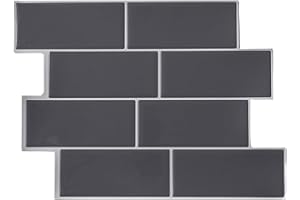 GRIPRO Peel and Stick Backsplash – Wall Tile for Kitchen Backsplash 11"x11" 3D Adhesive Backsplash Tile for Kitchen, Bathroom 3D Wall Panels (10 Sheets, Dark Grey)