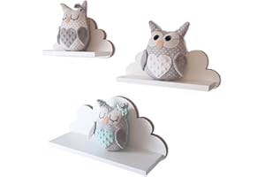 ‎MOLILAND MOLILAND 3er Set Wandregal Kinderzimmer Weiß | Babyzimmer Wolkenregal für Bücher, Spielzeug und Dekoration | Regal Wolke aus Holz | Skandinavischen Stil | Schweberegal Wanddeko Oregon- Elegance