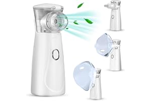 Towwoo Nebulizador Portatil Inhalador, Inhaladores Recargable con Boquilla y 2 Mascarillas, Aerosol Silencioso para Niños y Adultos, Maquina de Aerosoles para el Hogar y los Viajes Blanco