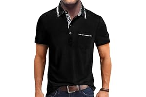 Comilaka Poloshirt Herren Kurzarm Kontrastfarbe T Shirts mit Tasche Polo Klassisches Sommer