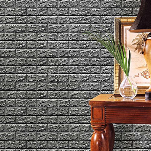 Lanspo Art- und Weisewand-Dekoration-Wand-Aufkleber PE-Schaum-3D Wand-Papier DIY Wand-Aufkleber-Wand-Dekor prägeartiger Ziegelstein-Stein (Grau)
