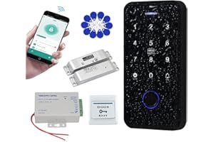 QTTYELOK Kit de Sistema de Control de Acceso Impermeable IP68 Bluetooth Tuya Teclado RFID Huellas Dactilares NFC + Cerradura Perno Eléctrico + 10 Llaveros 13.56mz