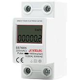 JOYELEC Single Phase Digital Energy Meter, 230V 10 (60) A 50/60Hz, DIN Rail Electric Consumption Meter with LCD Display, Inte