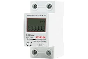 JOYELEC SS766N Contatore Energia Elettrica，Misuratore Consumo Elettrico，Contatore di Corrente con GuidaDIN Schermo LCD,230V AC 10 (60) A 50/60Hz Mostra solo kwh, nessuna retroilluminazione