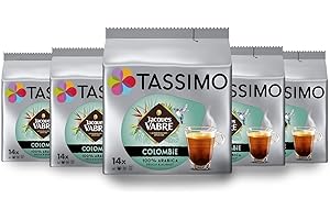 Tassimo Café Dosettes - 70 boissons Jacques Vabre Colombie (lot de 5 x 14 boissons)