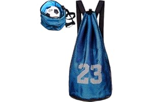 Hunphy Bolsa de Baloncesto, Bolsa de Fútbol con Cordón, Bolsa de Voleibol de Fútbol, Mochila de Malla Multiusos con Correa Ajustable, para Baloncesto, Fitness, Deportes, Entrenamiento (Azul)