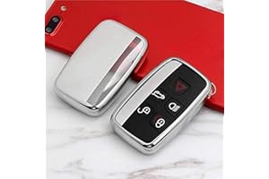 Kelay Soft TPU Key Fob Cover Remote Control Premium Key Protection Case Compatible with Land Rover Discovery Sport Evoque Aurora Jaguar XF XJ XJL XEL XFL F-pace 5 Buttons (silver -1 pcs)