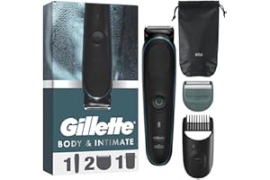 Gillette Intimate Trimmer i5 - Pubic Hair & Body Groomer for Men, SkinFirst Waterproof Manscaping Trimmer, Cordless Wet/Dry Body Hair Shaver for Private Parts & Sensitive Areas