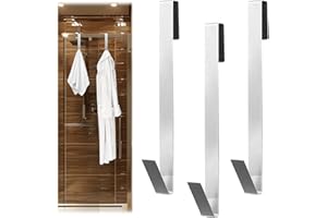 Scettar 3 Pezzi Ganci Bagno Senza Forare Portatile - Portaasciugamani Acciaio Inox 304, Appendi Accappatoio per Porta Doccia In Vetro Senza Telaio, Cucine e Camere Da Letto