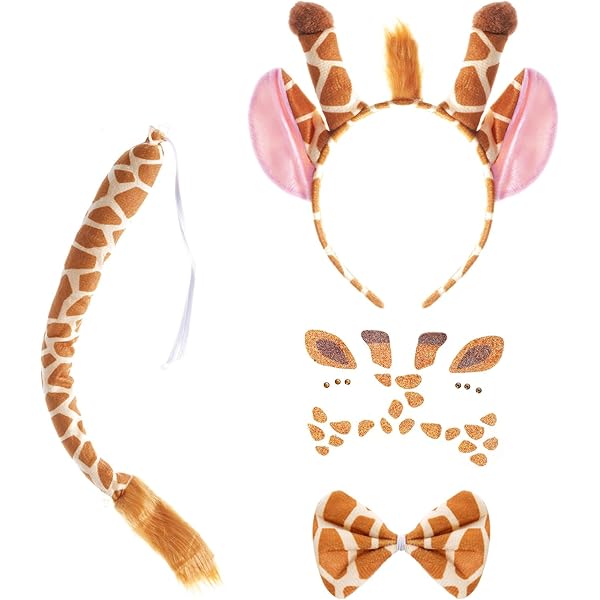 Leopard Kostüm Set 6-teilig | Mit Ohren, Schwanz & Gesichtsaufklebern | Für Halloween & Karneval