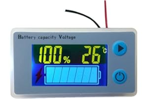 CPTDCL Voltmetro con schermo LCD per batteria al piombo acido, multifunzione, per misurare la capacità della batteria, con indicazione della temperatura e spia per monitorare la tensione