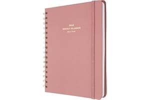 Kokonote Agenda 2026 Semana Vista A5 Rosa Nude - Agenda semanal Anual mujer Con Anillas - Incluye Pegatinas, Marcapáginas y Apartados funcionales