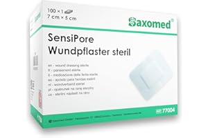 ‎SAXOMED 100 Stück Wundpflaster steril 7x5 - steriler Wundverband Pflaster sensitiv - Wundauflage nicht haftend 4x3 cm - Saugstark & Hautfreundlich - Akute Wundversorgung und postoperatives Pflaster