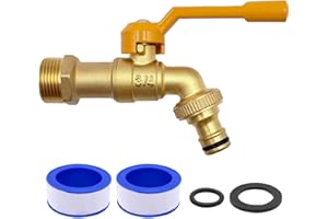 Druuzyl Robinet extérieur jardin 3/4, Robinet Exterieur Jardin en Laiton, Robinet de jardin universel sphérique, Antigel -20 ℃, Résistance à Haute Température 120 ℃ Pour Jardin, Baril de Pluie