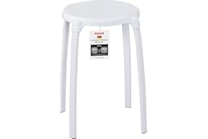 RIDDER – Bad-Hocker Max Ø 30x46,5cm, weiß, PP/Stahl | Stabiler Duschhocker mit rutschfesten Füßen. Praktischer Duschstuhl für mehr Komfort im Badezimmer | Belastbar bis 100kg