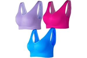 Lemef Reggiseno Sport Privo di Cuciture a Fili Liberi Reggiseno Yoga con Imbottiture Estraibili per Donne Set di 3