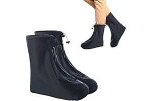 HIUOUIH Cubrebotas Impermeable Cubre Zapatos Lluvia Cubrecalzado con Suela Antideslizante y Diseño de Cremallera Funda Zapato Reutilizable Negro Protector para Días Lluvioso Nieve