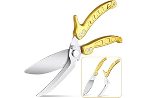 DRAGON RIOT Tijeras Para Aves Desmontables, Tijeras de Cocina Profesionales de Acero Inoxidable, Tijeras de Cocina Multiusos Para Cortar Huesos, Carne, Aves de Corral, Verduras y Mariscos, Amarillo