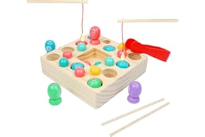 Little Frog Toys 3-in-1 Wooden Fishing Toy, Montessori Magnetic Wooden Fishing Game, Perfect Children Educational Toys, Early Development & Activity Toys Use, Kids Toys Age 3 and Up