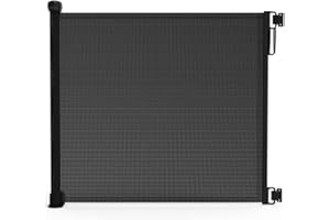 VOUNOT Barrière de Sécurité Rétractable 0 à 180cm pour Bébés et Chiens Barrière d’Escalier et de Portes Barrière Relocalisable et Enroulable Noir